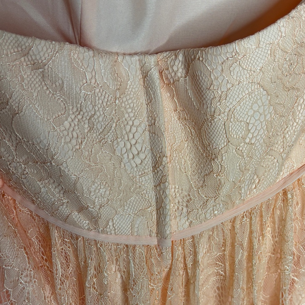 David’s Bridal Size 20 Allover Chantilly Lace A-Line Dress Peach Bellini EUC - Picture 7 of 8